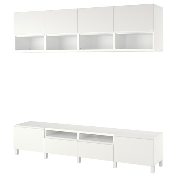 Ikea BESTÅ - TV storage combination, white/Västerviken/Stubbarp white, 240x42x230 cm