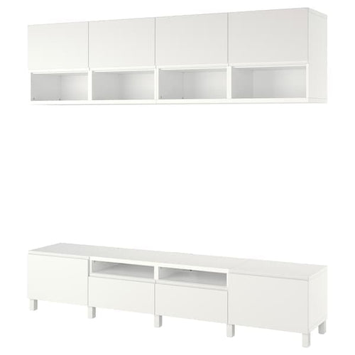 BESTÅ - TV storage combination, white/Västerviken/Stubbarp white, 240x42x230 cm