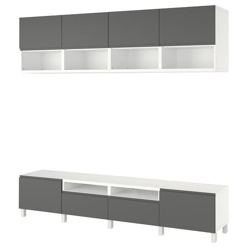 BESTÅ - TV storage combination, white/Västerviken/Stubbarp dark grey, 240x42x230 cm