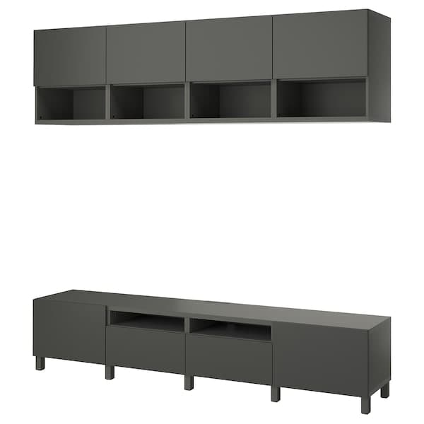 Ikea BESTÅ - TV storage combination, dark grey/Lappviken/Stubbarp dark grey, 240x42x230 cm