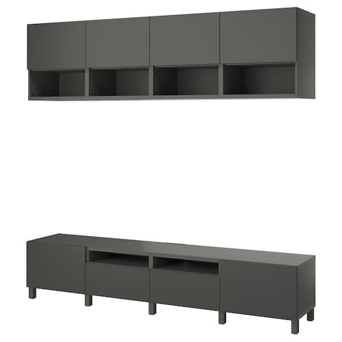 BESTÅ - TV storage combination, dark grey/Lappviken/Stubbarp dark grey, 240x42x230 cm