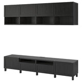 BESTÅ TV storage combination, black-brown/Hanviken/Stubbarp black-brown, 240x42x230 cm