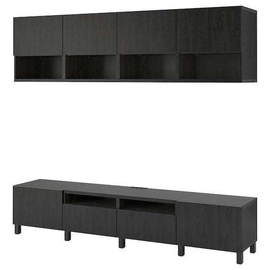 Ikea BESTÅ - TV storage combination, black-brown/Lappviken/Stubbarp black-brown, 240x42x230 cm