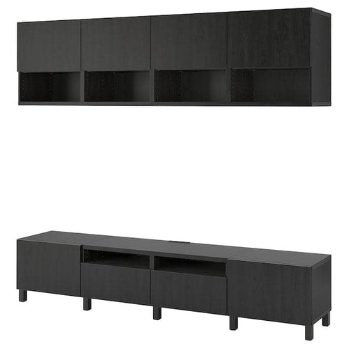 BESTÅ - TV storage combination, black-brown/Lappviken/Stubbarp black-brown, 240x42x230 cm