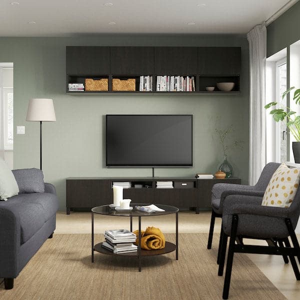 Ikea BESTÅ - TV storage combination, black-brown/Lappviken/Stubbarp black-brown, 240x42x230 cm