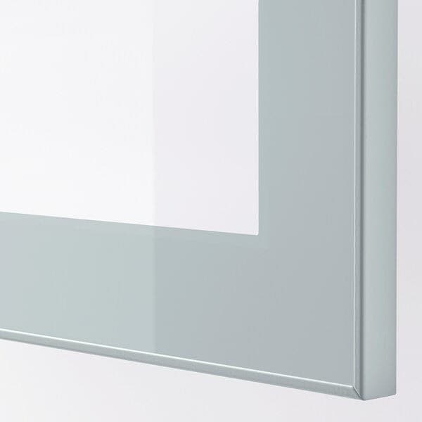 Ikea BESTÅ - TV storage combination/glass doors, white Glassvik/Selsviken light grey-blue, 240x42x129 cm