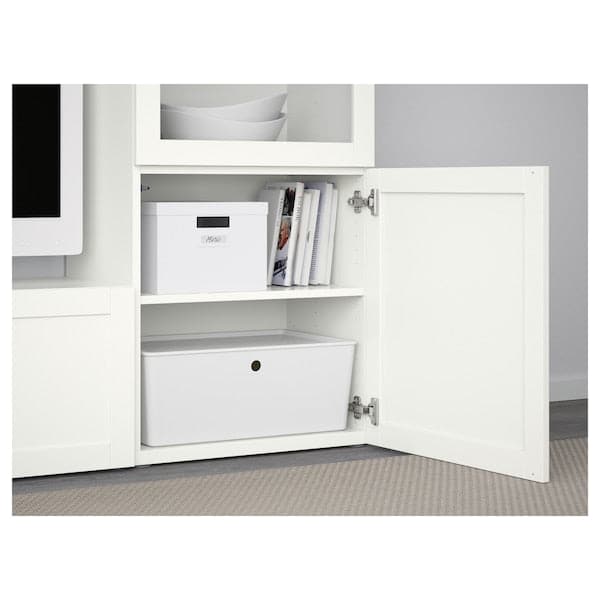Ikea BESTÅ - TV storage combination/glass doors, white/Hanviken white clear glass, 240x42x129 cm