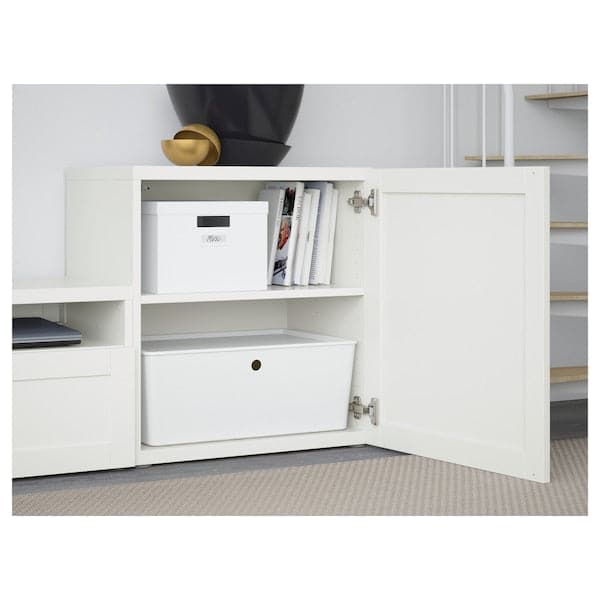 Ikea BESTÅ - TV storage combination/glass doors, white/Hanviken white clear glass, 300x42x211 cm