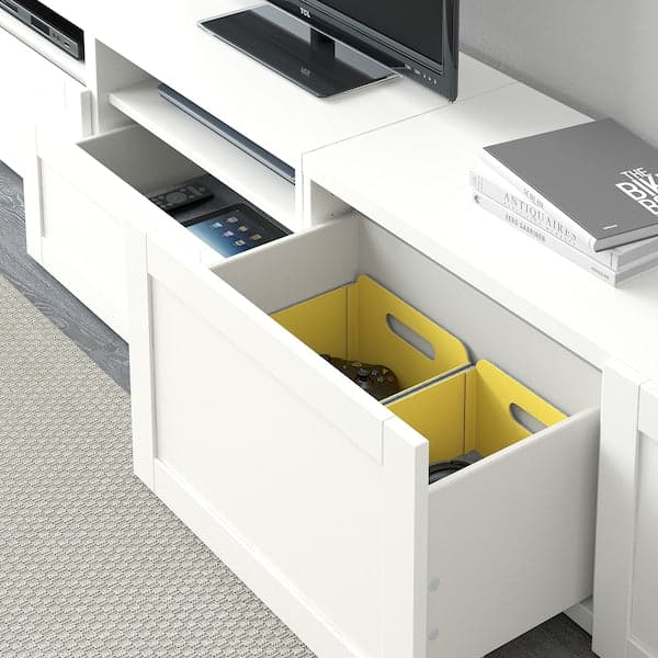 Ikea BESTÅ - TV storage combination/glass doors, white/Hanviken white clear glass, 240x42x231 cm