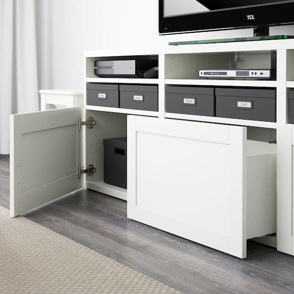 BESTÅ - TV storage combination/glass doors, white/Hanviken white clear glass, 180x42x192 cm - best price from Maltashopper.com 49410369