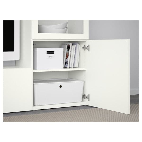 BESTÅ - TV storage combination/glass doors, white/Lappviken white clear glass, 240x42x129 cm - best price from Maltashopper.com 09406265