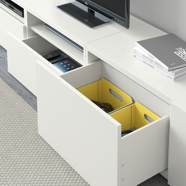 Ikea BESTÅ - TV storage combination/glass doors, white/Lappviken white clear glass, 240x42x231 cm