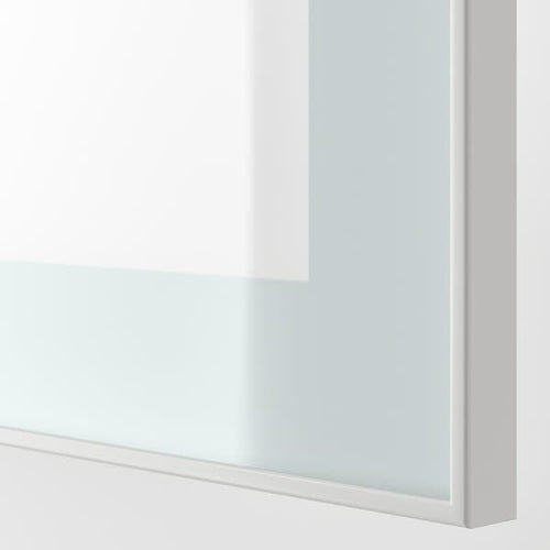 BESTÅ - TV combination / glass doors, white / Selsviken high-gloss / beige frosted glass, 240x42x129 cm