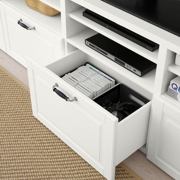 BESTÅ - TV storage combination/glass doors, white Smeviken/Ostvik white clear glass, 300x42x231 cm - best price from Maltashopper.com 99411248