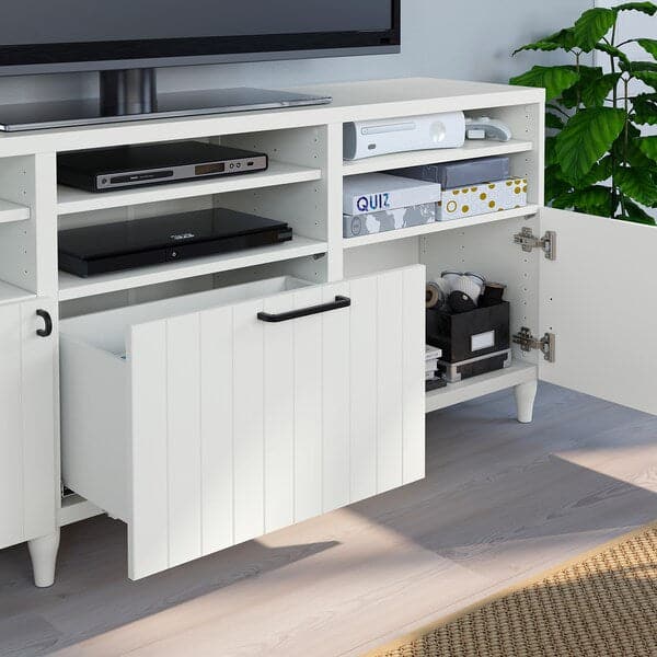 Ikea BESTÅ - TV storage combination/glass doors, white/Sutterviken/Kabbarp white clear glass, 180x42x192 cm