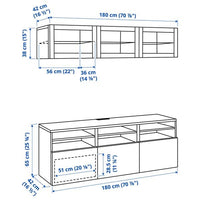 BESTÅ - TV storage combination/glass doors, dark grey Lappviken/Fällsvik anthracite, 180x42x192 cm - best price from Maltashopper.com 39507913
