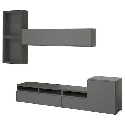 BESTÅ - TV storage combination/glass doors, dark grey Västerviken/Sindvik dark grey, 300x42x211 cm