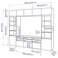 BESTÅ - TV/Glass combination , 300x42x231 cm - Premium Cabinets & Storage from Ikea - Just €1169.99! Shop now at Maltashopper.com