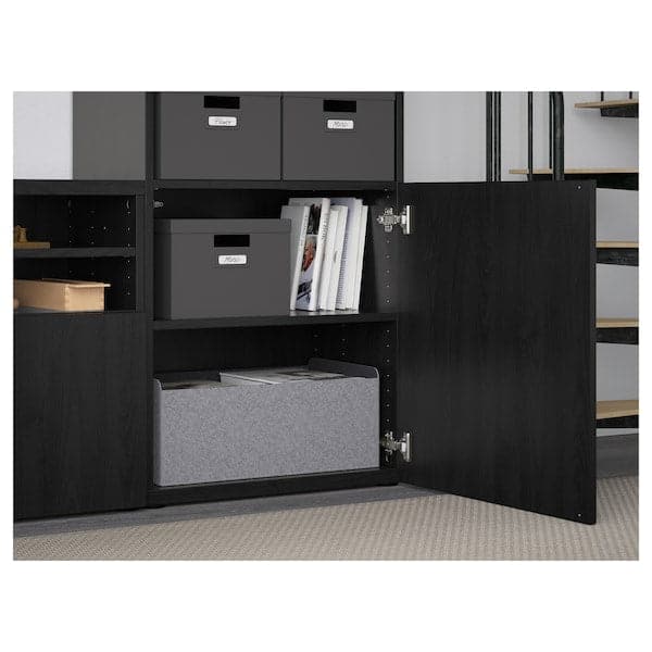 Ikea BESTÅ - TV storage combination/glass doors, black-brown/Lappviken black-brown clear glass, 300x42x231 cm