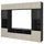 BESTÅ TV storage combination/glass doors, black-brown/Selsviken high-gloss/beige clear glass, 300x42x231 cm