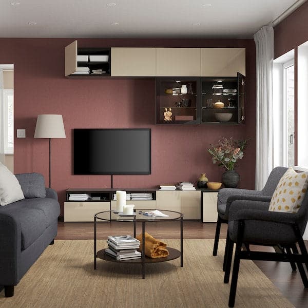 BESTÅ - TV/Glass combination , 240x42x231 cm - best price from Maltashopper.com 89412234