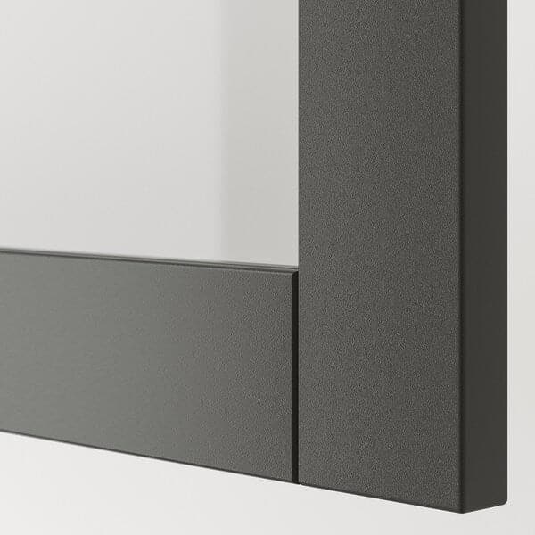 Ikea BESTÅ - TV storage combination/glass doors, dark grey Sindvik/Hjortviken pale grey-green, 180x42x192 cm