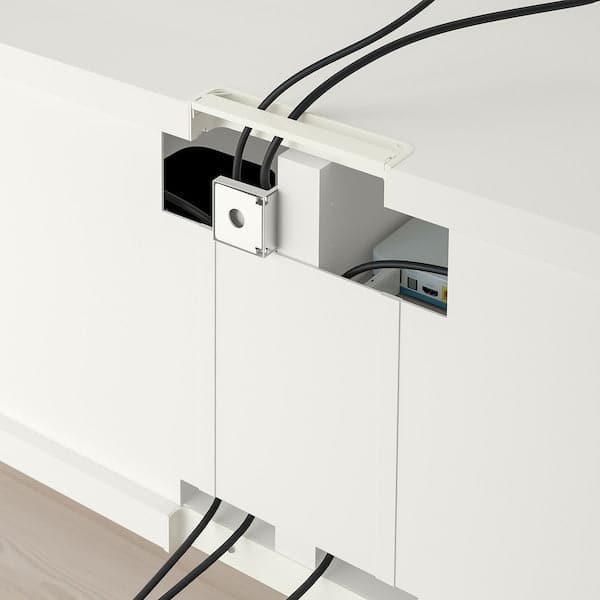 BESTÅ / EKET - Cabinet combination for TV, white/red-brown/light grey-beige, 180x42x170 cm - best price from Maltashopper.com 69430489
