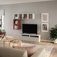 BESTÅ / EKET - Cabinet combination for TV, white/red-brown/light grey-beige, 180x42x170 cm - best price from Maltashopper.com 69440718