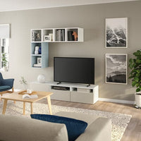 BESTÅ / EKET - Cabinet combination for TV, white/light grey-blue, 180x42x170 cm - best price from Maltashopper.com 69522200