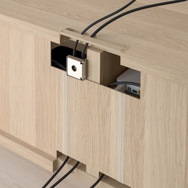 BESTÅ / EKET - Cabinet combination for TV, white stained oak effect/white, 180x42x170 cm - best price from Maltashopper.com 79204424