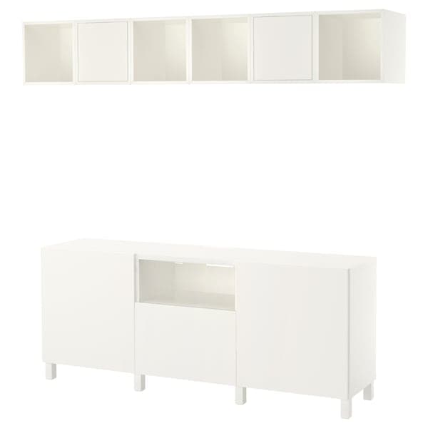 BESTÅ / EKET - Cabinet combination for TV, white, 210x42x220 cm - best price from Maltashopper.com 79221188