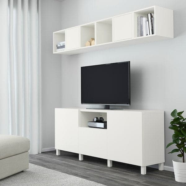 BESTÅ / EKET - Cabinet combination for TV, white, 210x42x220 cm - best price from Maltashopper.com 79221188