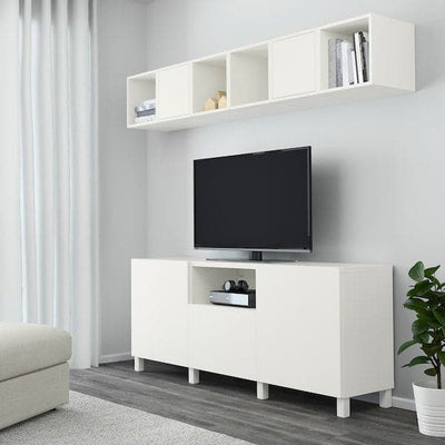 BESTÅ / EKET - Cabinet combination for TV, white, 210x42x220 cm - best price from Maltashopper.com 59437759