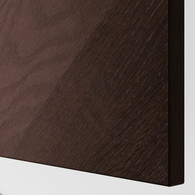 BESTÅ / EKET - Cabinet combination for TV, black-brown red-brown/stained oak veneer, 210x42x220 cm - best price from Maltashopper.com 19430496
