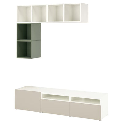 BESTÅ / EKET - Cabinet combination for TV, white/grey-green, 180x42x170 cm - best price from Maltashopper.com 09522868
