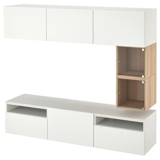 BESTÅ / EKET - TV bench, white/Lappviken white, 180x42x166 cm - best price from Maltashopper.com 69476769
