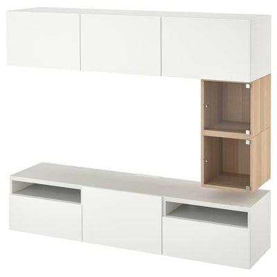BESTÅ / EKET - TV bench, white/Lappviken white, 180x42x166 cm - best price from Maltashopper.com 89476768
