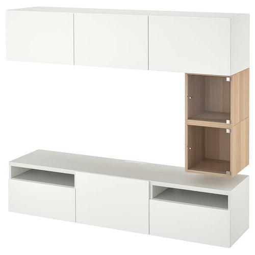 BESTÅ / EKET - TV bench, white/Lappviken white, 180x42x166 cm