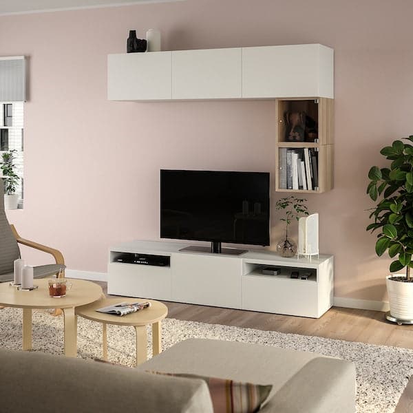 Ikea BESTÅ / EKET - TV bench, white/Lappviken white, 180x42x166 cm
