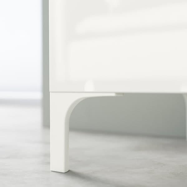 BESTÅ / EKET - TV bench, white/Selsviken/Nannarp high-gloss/white frosted glass, 180x42x48 cm - best price from Maltashopper.com 39476879