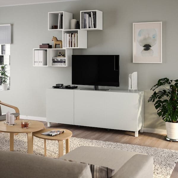 BESTÅ / EKET - TV/storage combination, white/Lappviken/Stubbarp, 180x42x220 cm - best price from Maltashopper.com 09476833