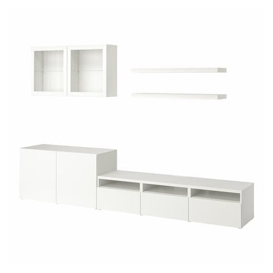 Ikea BESTÅ / LACK - TV storage combination, white, 300x42x195 cm