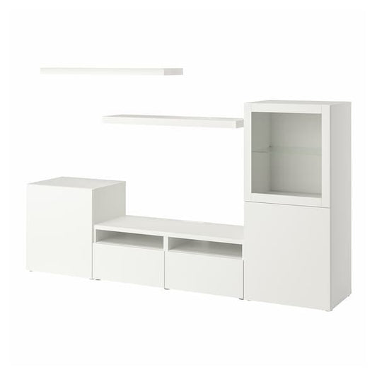 Ikea BESTÅ / LACK - TV storage combination, white, 240x42x129 cm