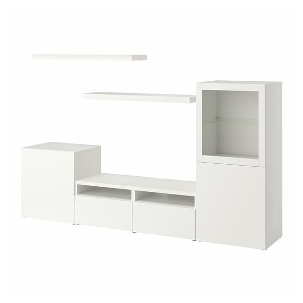 Ikea BESTÅ / LACK - TV storage combination, white, 240x42x129 cm