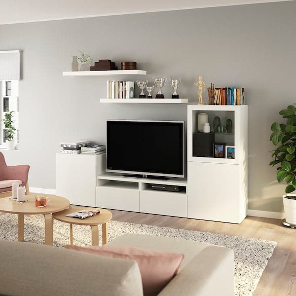 BESTÅ / LACK - TV storage combination, white, 240x42x129 cm - best price from Maltashopper.com 29398684