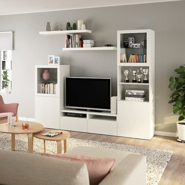 BESTÅ / LACK - TV storage combination, white, 240x42x193 cm - best price from Maltashopper.com 99398685
