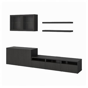 BESTÅ / LACK - TV storage combination, black-brown, 300x42x195 cm - best price from Maltashopper.com 89398737
