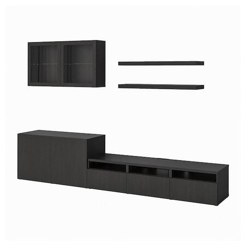 BESTÅ / LACK - TV storage combination, black-brown, 300x42x195 cm