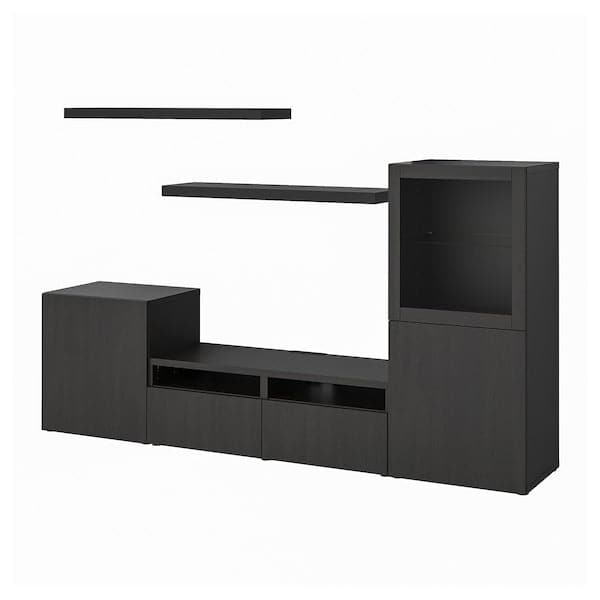 BESTÅ / LACK - TV storage combination, black-brown