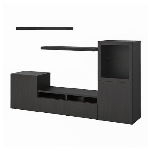BESTÅ / LACK - TV storage combination, black-brown, 240x42x129 cm